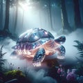 Glowing turtle in mystical forest scene Royalty Free Stock Photo