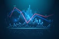 Glowing vector chart of investment financial data. Infographic elements with glowing elements and mirror effect Royalty Free Stock Photo