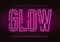 Glowing vector linear neon typefaces, alphabet, letters, font, t