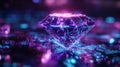 A glowing violet and blue diamond symbolizes digital wealth, crypto, and NFT ownership Royalty Free Stock Photo