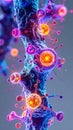 Glowing Viral Particles on a Neural Axon Royalty Free Stock Photo