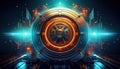 glowing virtual vault with advanced blockchain defenses, showcasing seamless financial encryption and sleek cyber aesthetics