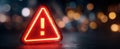 The glowing warning sign highlighting caution in a modern environment. AI generated image Royalty Free Stock Photo