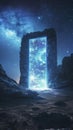 Glowing warp gate set against a starry night sky Royalty Free Stock Photo