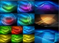 Glowing wave lines background collection, abstract backgrounds Royalty Free Stock Photo