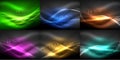 Glowing wave lines background collection, abstract backgrounds Royalty Free Stock Photo