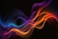 Glowing wave smoke veil neon flare curve on black  generative ai Royalty Free Stock Photo