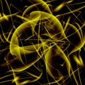 Glowing web of yellow cosmic lines of energy and a mystical smoke screen on a black background