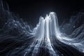 Glowing white data streams create a dynamic flow in a dark virtual environment full of energy and movement Royalty Free Stock Photo