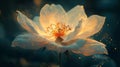 Glowing White Flower with Golden Sparkles Royalty Free Stock Photo