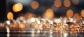 Glowing white glitter with shiny sparkles defocused abstract christmas lights background Royalty Free Stock Photo