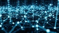 Of glowing white nodes connected by blue lines creating a web Royalty Free Stock Photo