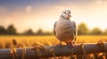 Glowing White Pigeon On Fence: Lush Corn Field Sunset Photography