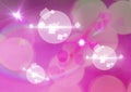 Glowing white and pink spots of light and light trails over pink background Royalty Free Stock Photo