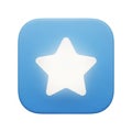 Glowing White Star Icon on a Blue Rounded Square Background symbol favorite Royalty Free Stock Photo