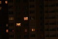 Glowing windows of night houses
