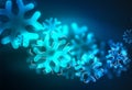 Glowing Winter Snowflakes on dark, Christmas and New Year holiday background Royalty Free Stock Photo