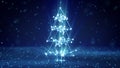 Glowing wireframe christmas tree shape