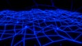 Glowing wireframe network with single nodes network concept