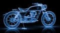 Glowing Wireframe of a Retro Vintage Motorcycle: Technical Design