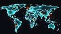World map visualization glow effect with orange location points for global business and technology tracking Royalty Free Stock Photo