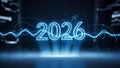 Glowing 2026 Year Futuristic Design, Blue Light Effect Royalty Free Stock Photo