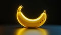 Glowing Yellow Banana in Dark Setting: A Digitally Enhanced Still Life