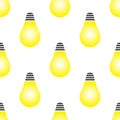 Glowing yellow light bulb as inspiration concept seamless pattern Royalty Free Stock Photo