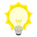 Glowing yellow light bulb icon, isometric 3d style Royalty Free Stock Photo