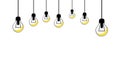 Glowing Yellow Light Bulb. Idea Concept