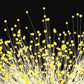 Glowing yellow lines and dots with dark background, 3d rendering