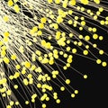 Glowing yellow lines and dots with dark background, 3d rendering
