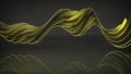 Glowing yellow twisted spiral shape 3D rendering