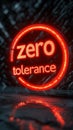 Glowing zero tolerance sign in dark, minimalistic design Royalty Free Stock Photo