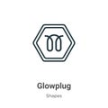Glowplug outline vector icon. Thin line black glowplug icon, flat vector simple element illustration from editable shapes concept