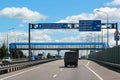 Glubokiy, Russia - June 11, 2016: Signs on the federal automobile road M-4 Don, a major expressway, trunk road that links Moscow,