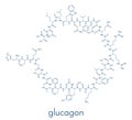 Glucagon hypoglycemia drug molecule. Skeletal formula.