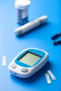 Glucometer ketometer lancet and strips for self-monitoring of blood glucose or ketones level. diabetes or keto diet