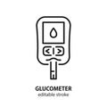 Glucometer line icon. Vector sign of diabetes control. Editable stroke