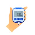 Glucometer. Medical Equipment for diabetes diagnosis. Blood glucose meter level test. Diabetes testing. Checking blood