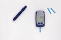 Glucometer with nine point three 9.3 mmol per liter glycemic index on display