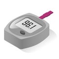Glucometer realistic icon. Glucose meter, monitor. Diabetic equipment, tool. Blood test at home. Royalty Free Stock Photo