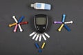 Glucometer Sugar measuring device; Modern electronic device that shows sugar level in blood