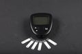 Glucometer Sugar measuring device; Modern electronic device that shows sugar level in blood