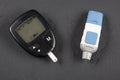 Glucometer Sugar measuring device; Modern electronic device that shows sugar level in blood