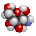 Glucosamine dietary supplement molecule. Used in treatment of osteoarthritis. Atoms are represented as spheres with conventional