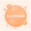 Glucosamine dietary supplement molecule. Used in treatment of osteoarthritis. Vector illustration