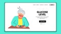 Glucose Level In Blood Checking Grandmother Vector