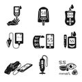 Glucose meter icons set, simple style