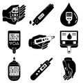 Glucose meter icons set, simple style